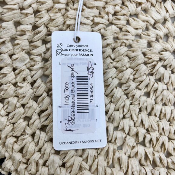 Urban Expressions Natural and Black Indy Tote Bag - Picture 11 of 11